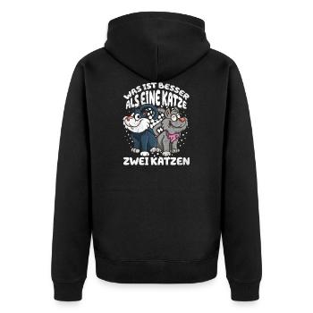 Was ist besser als eine Katze zwei Katzen Kätzchen - Unisex Premium Bio Zip Hoodie - Schwarz - Hinten - Nico (187cm)