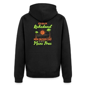 Abschied Rentner Rente Ruhestand Geschenk Frau - Unisex Premium Bio Zip Hoodie - Schwarz - Hinten - Nico (187cm)