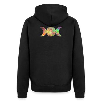 Fleur de Vie - Déesse Triple Lune 3 - Veste à capuche bio Premium Unisexe - noir - Dos - Nico (187cm)