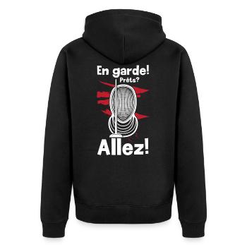 Fechten En Garde Prets? Allez! Fechter Degen Säbel - Unisex Premium Bio Zip Hoodie - Schwarz - Hinten - Nico (187cm)