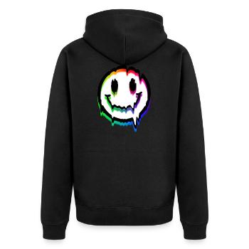 Gesicht - Unisex Premium Bio Zip Hoodie - Schwarz - Hinten - Nico (187cm)