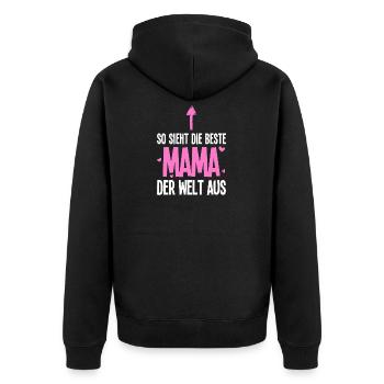 So sieht die beste Mama der Welt aus - Unisex Premium Bio Zip Hoodie - Schwarz - Hinten - Nico (187cm)