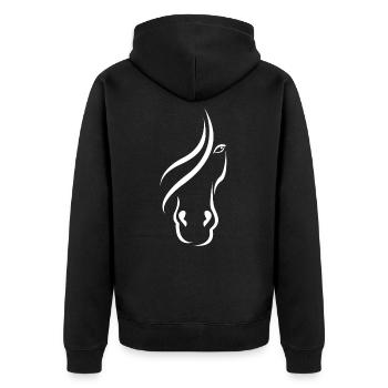 Pferdekopf - Unisex Premium Bio Zip Hoodie - Schwarz - Hinten - Nico (187cm)