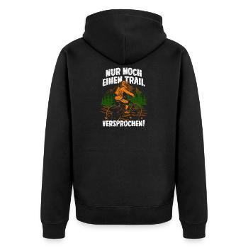 Nur noch einen Trail - Mountainbike - Unisex Premium Bio Zip Hoodie - Schwarz - Hinten - Nico (187cm)