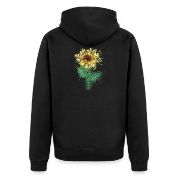 Aquarell Sonnenblume - Unisex Premium Bio Zip Hoodie - Schwarz - Hinten - Nico (187cm)