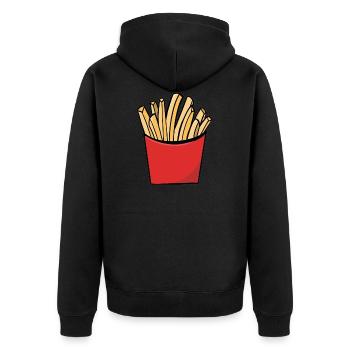 Pommes - Unisex Premium Bio Zip Hoodie - Schwarz - Hinten - Nico (187cm)