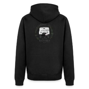UAZ - Zuhause ist, wo meine Buchanka steht (weiss) - Unisex Premium Bio Zip Hoodie - Schwarz - Hinten - Nico (187cm)