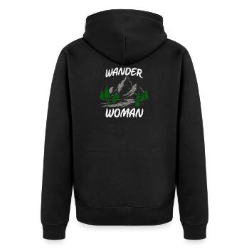 Wander Women - Unisex Premium Bio Zip Hoodie - Schwarz - Hinten - Nico (187cm)