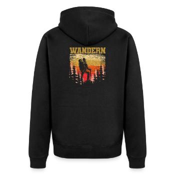 Ich brauche keine Therapie - Wandern - Unisex Premium Bio Zip Hoodie - Schwarz - Hinten - Nico (187cm)