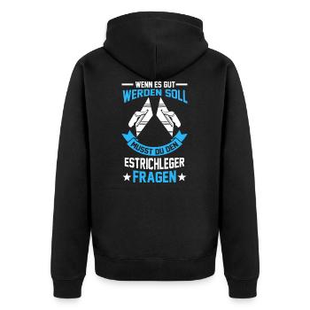 Boedenleger Estrichleger - Unisex Premium Bio Zip Hoodie - Schwarz - Hinten - Nico (187cm)