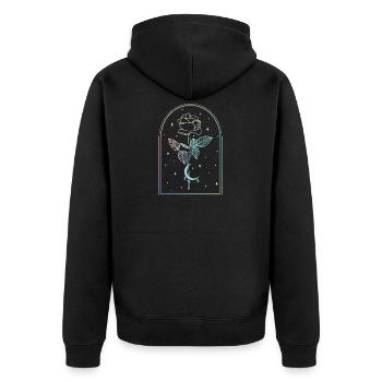 Mondsichel Rose Okkultes Hexenwerk Wicca Pastel - Unisex Premium Bio Zip Hoodie - Schwarz - Hinten - Nico (187cm)