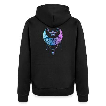 Pastell Gothic Mond Satan Mondsichel Witchy - Unisex Premium Bio Zip Hoodie - Schwarz - Hinten - Nico (187cm)