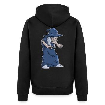 Hexe Besen Lustiger Hexen Fun Halloween Geschenk - Unisex Premium Bio Zip Hoodie - Schwarz - Hinten - Nico (187cm)