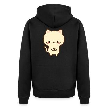 Chat guimauve kawaii pour les fans d’anime - Veste à capuche bio Premium Unisexe - noir - Dos - Nico (187cm)