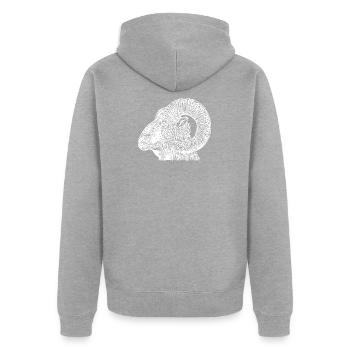 Bélier tête avec des cornes - Veste à capuche bio Premium Unisexe - gris chiné - Dos - Nico (187cm)