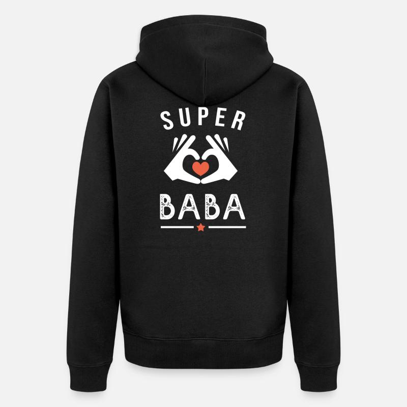 super baba gift baba - Unisex Premium Organic Zip Hoodie - black