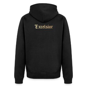 Excelsior - Unisex Premium Bio Zip Hoodie - Schwarz - Hinten - Nico (187cm)