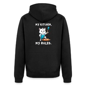 Chat Ma Cuisine Mes Règles Cuire Cadeau - Veste à capuche bio Premium Unisexe - noir - Dos - Nico (187cm)