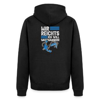 Wattwandern mir reichts - Unisex Premium Bio Zip Hoodie - Schwarz - Hinten - Nico (187cm)