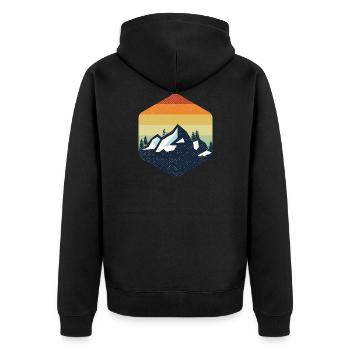 Vintage Mountain Retro - Unisex Premium Organic Zip Hoodie - black - Back - Nico (187cm)