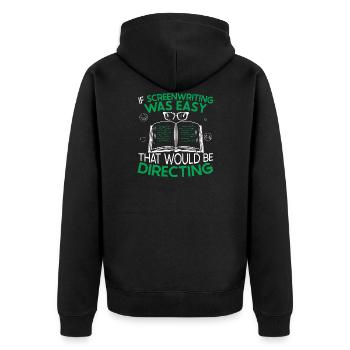Drehbuch Autor Drehbuchautor Spruch Lustig - Unisex Premium Bio Zip Hoodie - Schwarz - Hinten - Nico (187cm)