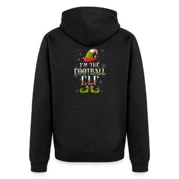 Football Elves Christmas - Unisex Premium Organic Zip Hoodie - black - Back - Nico (187cm)