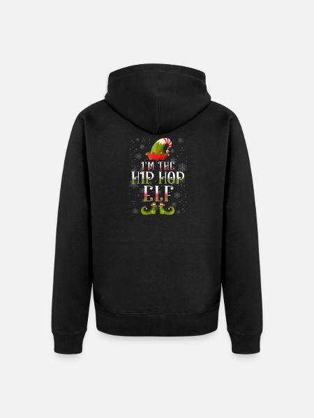 Hip Hop Elf Christmas Gift - Unisex Premium Organic Zip Hoodie - black