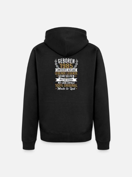geboren 1985 - Unisex Premium Bio Zip Hoodie - Schwarz