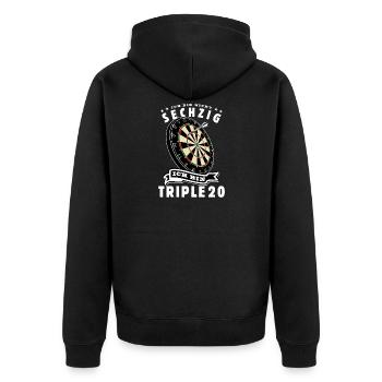 Ich bin nicht 60 ich bin Triple 20 Geburtstag Dart - Unisex Premium Bio Zip Hoodie - Schwarz - Hinten - Nico (187cm)