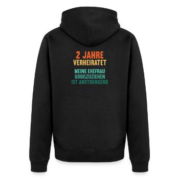 2 Jahre verheiratet lustig 2. Hochzeitstag - Unisex Premium Bio Zip Hoodie - Schwarz - Hinten - Nico (187cm)