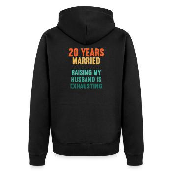 20 ans marié drôle 20ème anniversaire de mariage - Veste à capuche bio Premium Unisexe - noir - Dos - Nico (187cm)