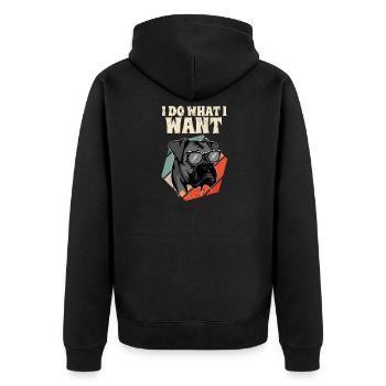 Je fais ce que je veux Boxer Vintage I Dog Lover I Retro - Veste à capuche bio Premium Unisexe - noir - Dos - Nico (187cm)