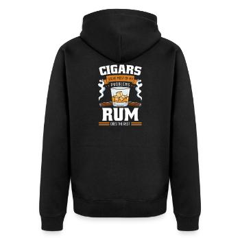 Rum Alkohol Trinken Zigarre Rauchen Genießen - Unisex Premium Bio Zip Hoodie - Schwarz - Hinten - Nico (187cm)