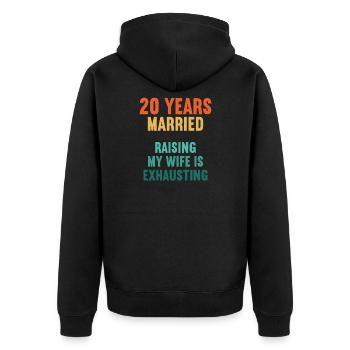 20 ans marié drôle 20ème anniversaire de mariage - Veste à capuche bio Premium Unisexe - noir - Dos - Nico (187cm)