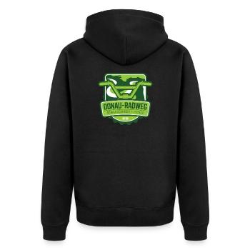 Donau-Radweg - Donaueschingen - Passau - Unisex Premium Bio Zip Hoodie - Schwarz - Hinten - Nico (187cm)