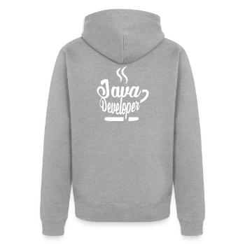 Java Developer Coffee Kaffee - Unisex Premium Organic Zip Hoodie - heather grey - Back - Nico (187cm)