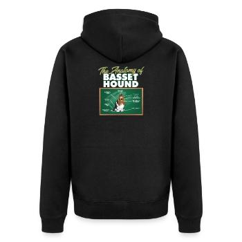Anatomy Of A Basset Hound I Funny Basset - Unisex Premium Bio Zip Hoodie - Schwarz - Hinten - Nico (187cm)