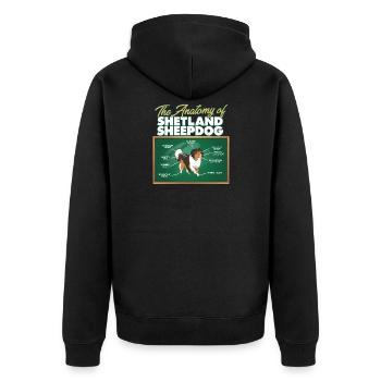 Anatomy Of A Shetland Sheepdog I Funny Sheepdog - Unisex Premium Organic Zip Hoodie - black - Back - Nico (187cm)