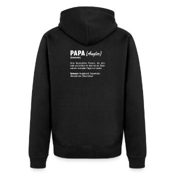 Angler Papa Vater Fischer Angeln Vatertag - Unisex Premium Bio Zip Hoodie - Schwarz - Hinten - Nico (187cm)