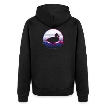 Retro Vintage Retrowave Duck Animal - Unisex Premium Organic Zip Hoodie - black - Back - Nico (187cm)