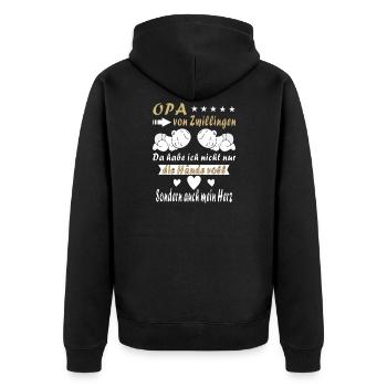 OPA VON ZWILLINGEN - Unisex Premium Bio Zip Hoodie - Schwarz - Hinten - Nico (187cm)
