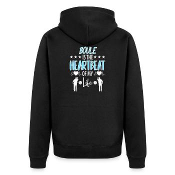 Boule Petanque Boccia Boules - Unisex Premium Bio Zip Hoodie - Schwarz - Hinten - Nico (187cm)