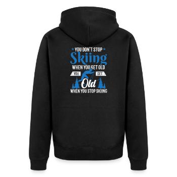 Ski Saying Old Man Grandpa - Unisex Premium Organic Zip Hoodie - black - Back - Nico (187cm)