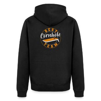 Best Cornhole Team Cornhole - Unisex Premium Bio Zip Hoodie - Schwarz - Hinten - Nico (187cm)
