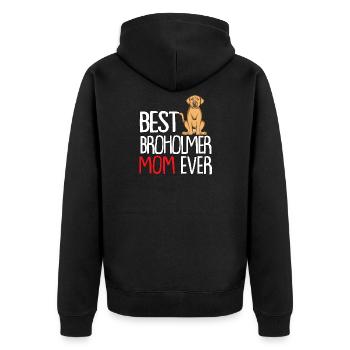Dog Mom Dog Dad Hundemama | Broholmer - Unisex Premium Bio Zip Hoodie - Schwarz - Hinten - Nico (187cm)