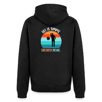Boule Petanque Boccia Boules - Unisex Premium Bio Zip Hoodie - Schwarz - Hinten - Nico (187cm)