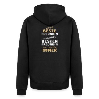 BIN DIE BESTE FREUNDIN VON MEINER BESTEN FREUNDIN - Unisex Premium Bio Zip Hoodie - Schwarz - Hinten - Nico (187cm)