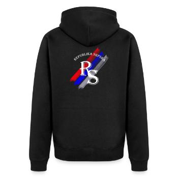 rs srpska2 - Unisex Premium Bio Zip Hoodie - Schwarz - Hinten - Nico (187cm)