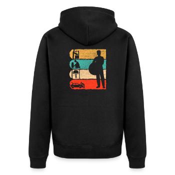 KFZ Mechaniker Retro Geschenk - Unisex Premium Bio Zip Hoodie - Schwarz - Hinten - Nico (187cm)