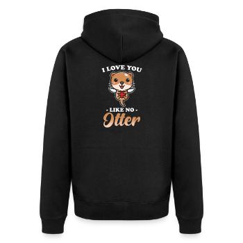 Otter - Unisex Premium Bio Zip Hoodie - Schwarz - Hinten - Nico (187cm)